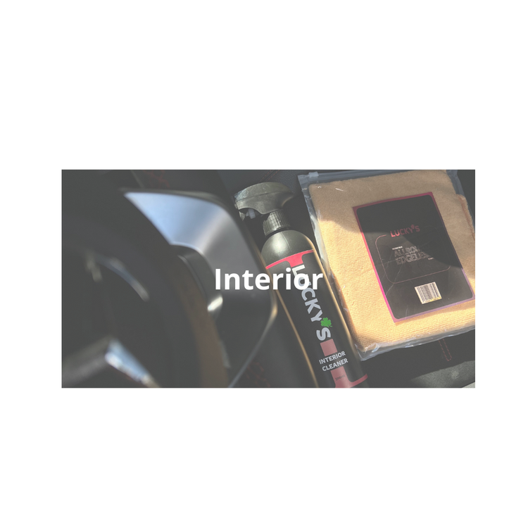lucky's interior set premium car interior cleaner and microfiber cloth for a spotless and fresh interior finish.