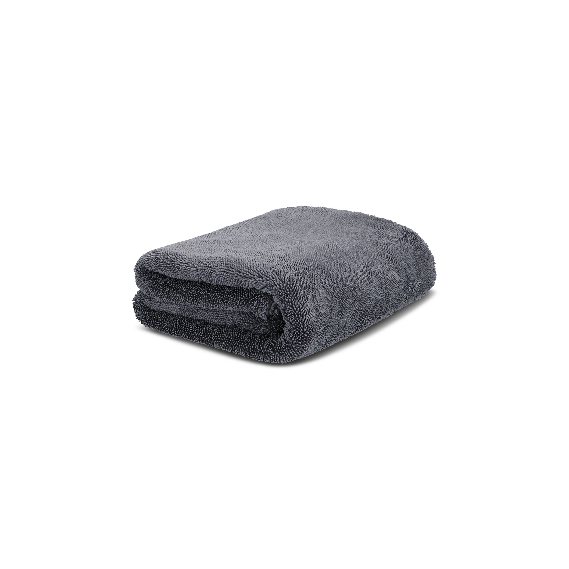 Soft microfiber drying towel for streak-free water absorption.